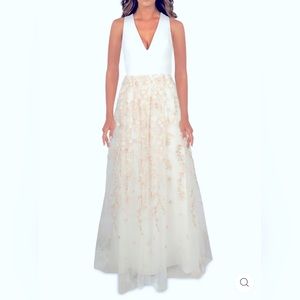 BCBG Madelyn Womens Floral Embroidered Evening Wedding Bridal Dress Tulle NWT